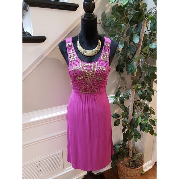 Apt. 9 Sheath Dress Women XL Pink Pleated Studded Wide Strap Scoop Neck Pullover - Picture 1 of 13